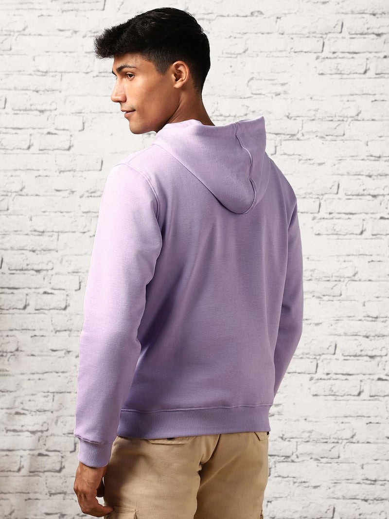 NOBERO Elegant Unisex Digital Lavender Cotton Solid Plain Hoody Sports Winter Gym Workout Running Travel Trekking Hooded Sweatshirts and Hoodies for Unisex Cotton Winter Casual Wear Without Zipper-3XL - Image 4