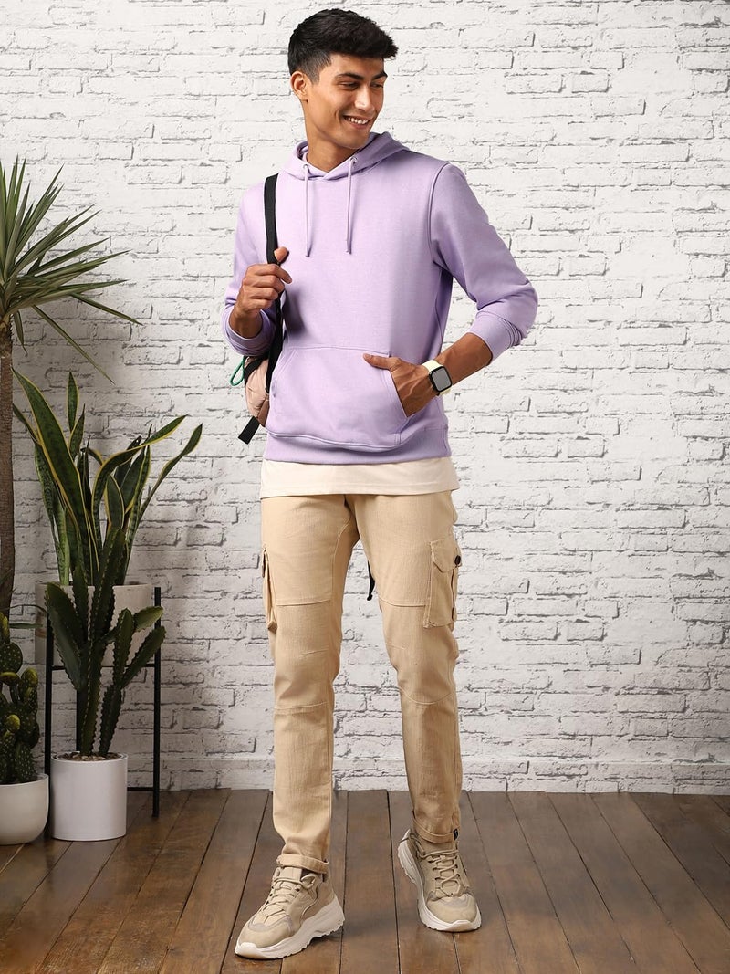 NOBERO Elegant Unisex Digital Lavender Cotton Solid Plain Hoody Sports Winter Gym Workout Running Travel Trekking Hooded Sweatshirts and Hoodies for Unisex Cotton Winter Casual Wear Without Zipper-3XL - Image 2