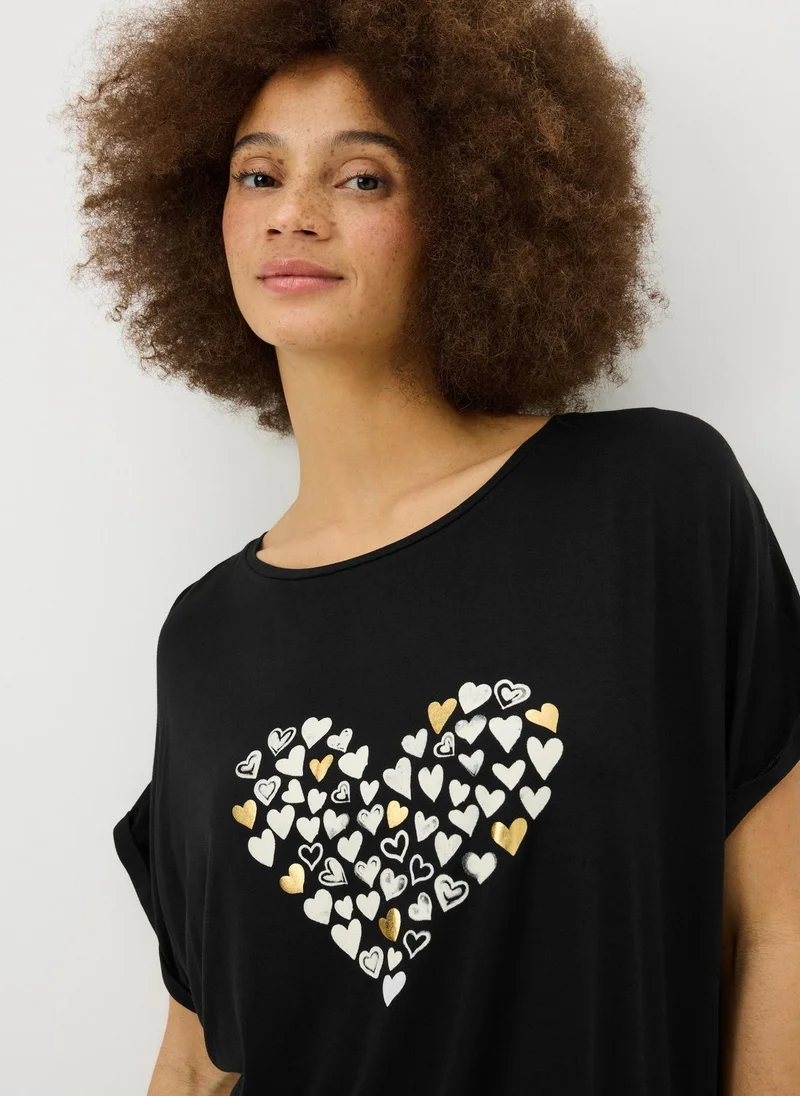 Matalan Black Heart Longline T-Shirt