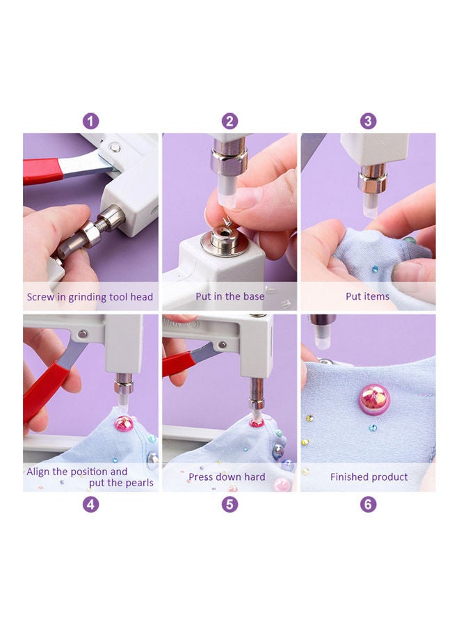 Loquat Rivet Repair Beads With Machine Set White/Silver/Red - Image 4