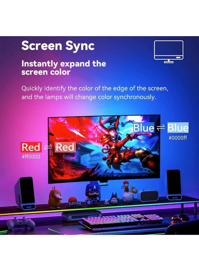 Monitor LED Backlight for 27 Inch Screen – Screen Sync RGB Light Strips 45cm + 25cm + 25cm – USB Powered, Works with PC & Mac - Image 4