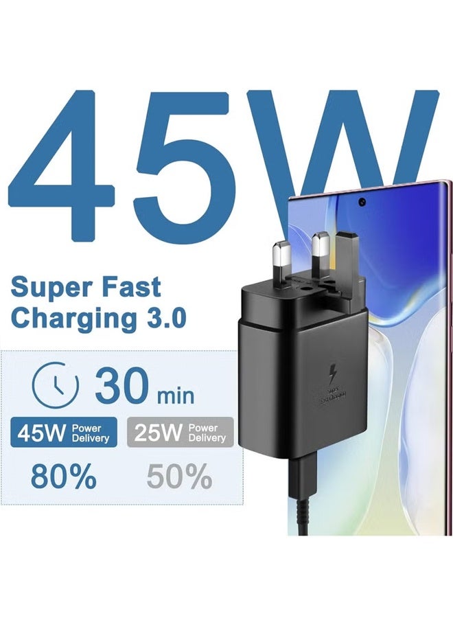 Fast Charger Set 45W USB C Adapter Block With Adapter Cable 1M for Galaxy S25U, S24U, S23U, S22, Z Fold 6/5, A06 LTE/A55 LTE, USB C Charger for iPad Pro/Air, Xiaomi, Oneplus, etc  - Image 2