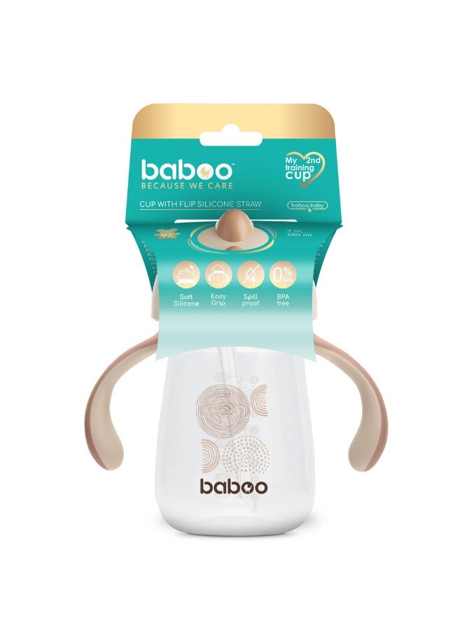 Baboo كوب شرب مع قشة سيليكون - أو ناتورال - 260 مل - 9 أشهر وما فوق - Image 1