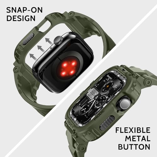 amBand for iWatch Series 11/10 46mm Band Case Men, M1 Sport Tactical Shockproof Wristband for Apple Watch 46 mm, Perfect for Fitness/Outdoor Enthusiasts Military Fans Fashion Seekers - Army Green - Image 5
