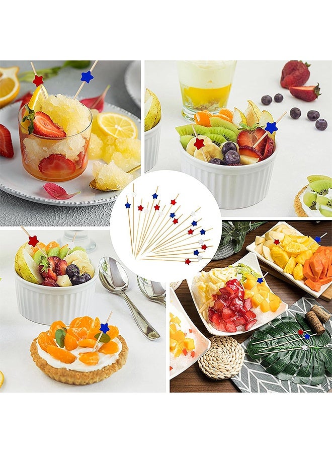 إم إكس إن 100 قطعة من عصي طعام فاكهة الخيزران، معكات طعام الخيزران الأحمر الأبيض، أكسسارات الخيزران للطعام، المشروبات، حفلة الفواكه - Image 4