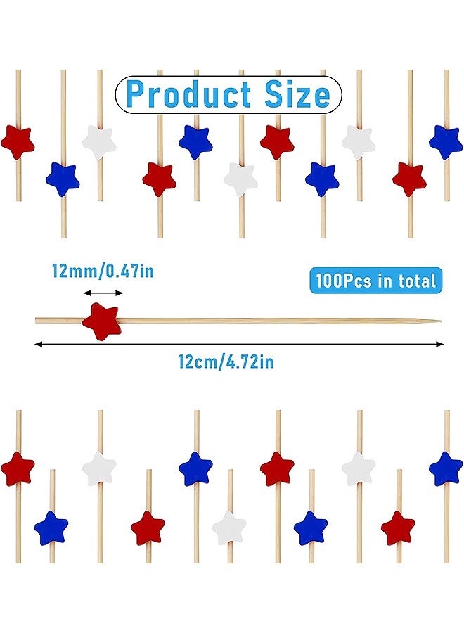 إم إكس إن 100 قطعة من عصي طعام فاكهة الخيزران، معكات طعام الخيزران الأحمر الأبيض، أكسسارات الخيزران للطعام، المشروبات، حفلة الفواكه - Image 2