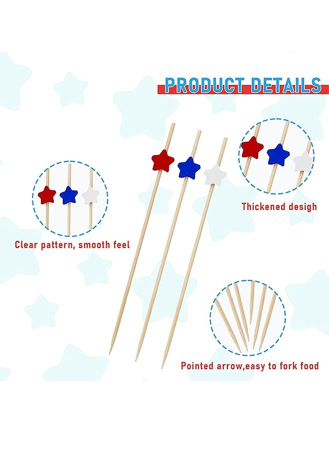 إم إكس إن 100 قطعة من عصي طعام فاكهة الخيزران، معكات طعام الخيزران الأحمر الأبيض، أكسسارات الخيزران للطعام، المشروبات، حفلة الفواكه - Image 3