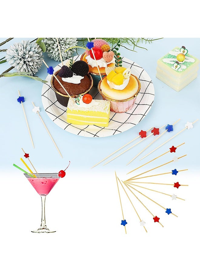 إم إكس إن 100 قطعة من عصي طعام فاكهة الخيزران، معكات طعام الخيزران الأحمر الأبيض، أكسسارات الخيزران للطعام، المشروبات، حفلة الفواكه - Image 5