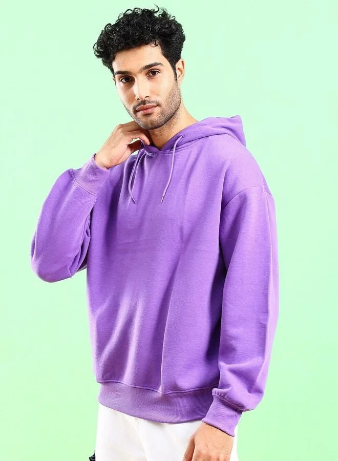 The Indian Garage Co Men Regular Fit Solid Hooded Full Sleeves Sweatshirt