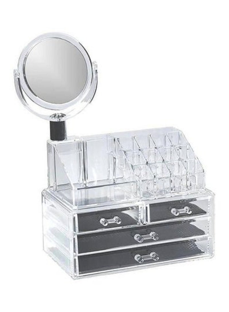 Acrylic Makeup Organizer With Mirror Clear