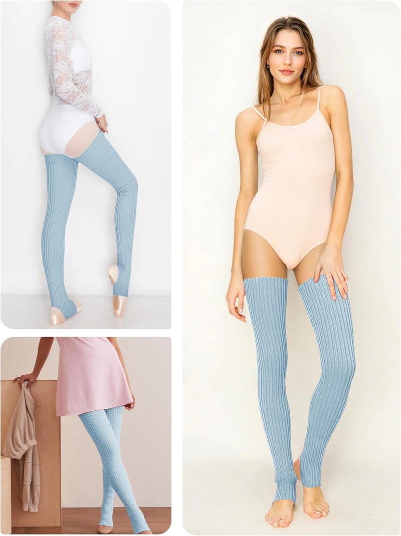 v28 Women Girls Thigh High Neon Ribbed Long 80s 90s Party Skating Leg Warmers - Image 5