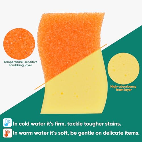 LAUNDRYLUX Scrub Sponge, 8 Pack Dual-Sided Temperature-Responsive Scrubber - Non-Scratch - Multipurpose Dish Sponges for Kitchens, Bathrooms, and Outdoor Use - S Shape - Image 3