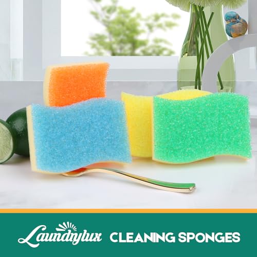 LAUNDRYLUX Scrub Sponge, 8 Pack Dual-Sided Temperature-Responsive Scrubber - Non-Scratch - Multipurpose Dish Sponges for Kitchens, Bathrooms, and Outdoor Use - S Shape - Image 2