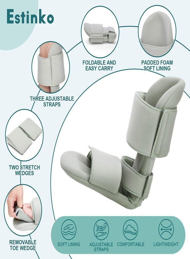 Estinko Plantar Fasciitis Night Splint - Adjustable Night Splint for Plantar Fasciitis Women & Men, Relieve Heel Pain, Achilles Tendonitis, Drop Foot Support Gray Medium - Image 3