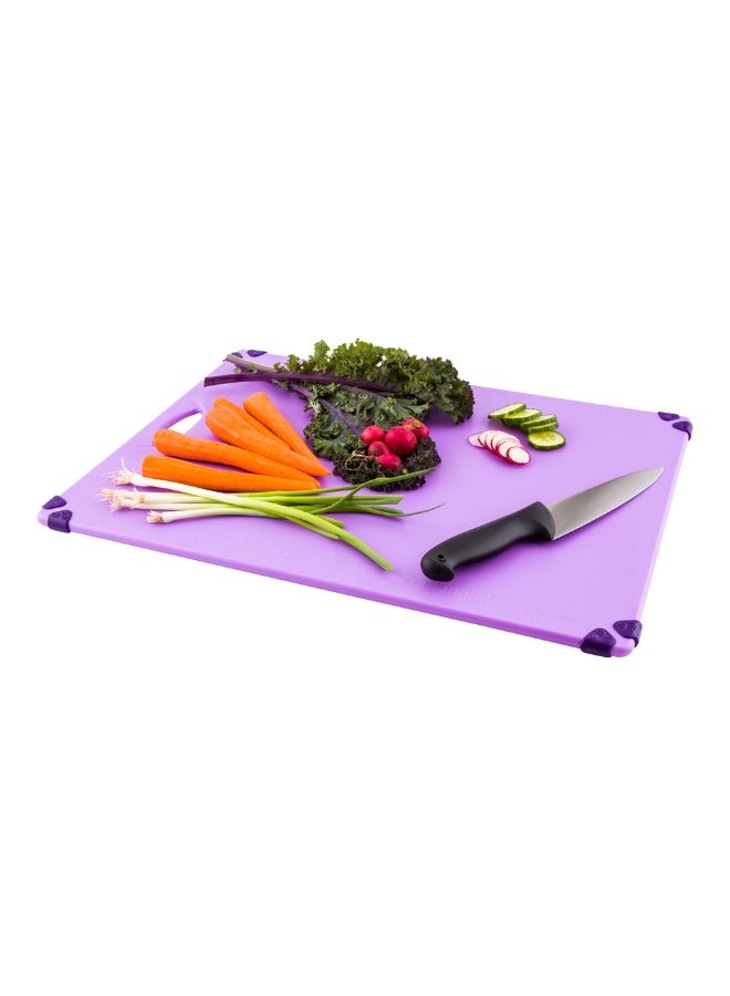 Restaurantware 18" x 24" Purple Durable Plastic Cutting Board - Rubber Corner Grips Prevent Slipping - Color-Coded for HACCP-Compliant - Measurement Markers for Precise Cutting - Dishwashable - 1-CT - Image 2