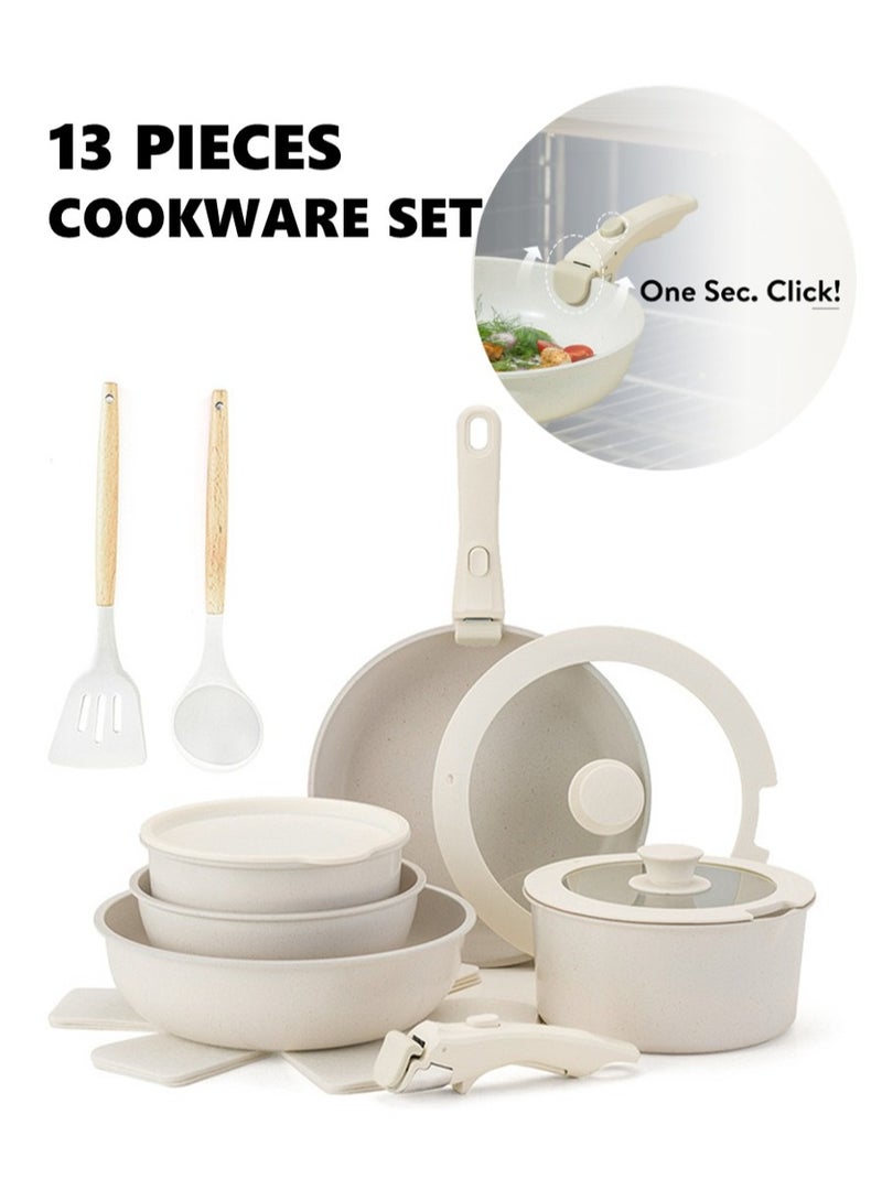 مجموعات أواني طهي غير لاصقة، مجموعة قدور ومقالي غير لاصقة قابلة للفصل، مجموعات طهي، أواني طهي حجرية طبية غير لاصقة، مناسبة لجميع المواقد، آمنة للاستخدام في غسالة الأطباق/الفرن - Image 1