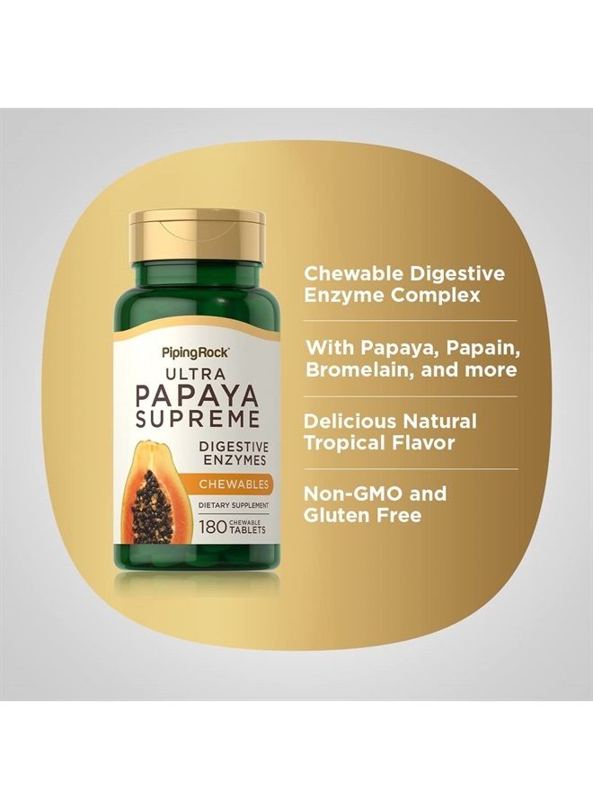 Piping Rock Papaya Enzymes Chewable | 180 Tablets | Vegetarian Digestion Formula | Non-GMO, Gluten Free Supplement | Tropical Flavored - Image 4