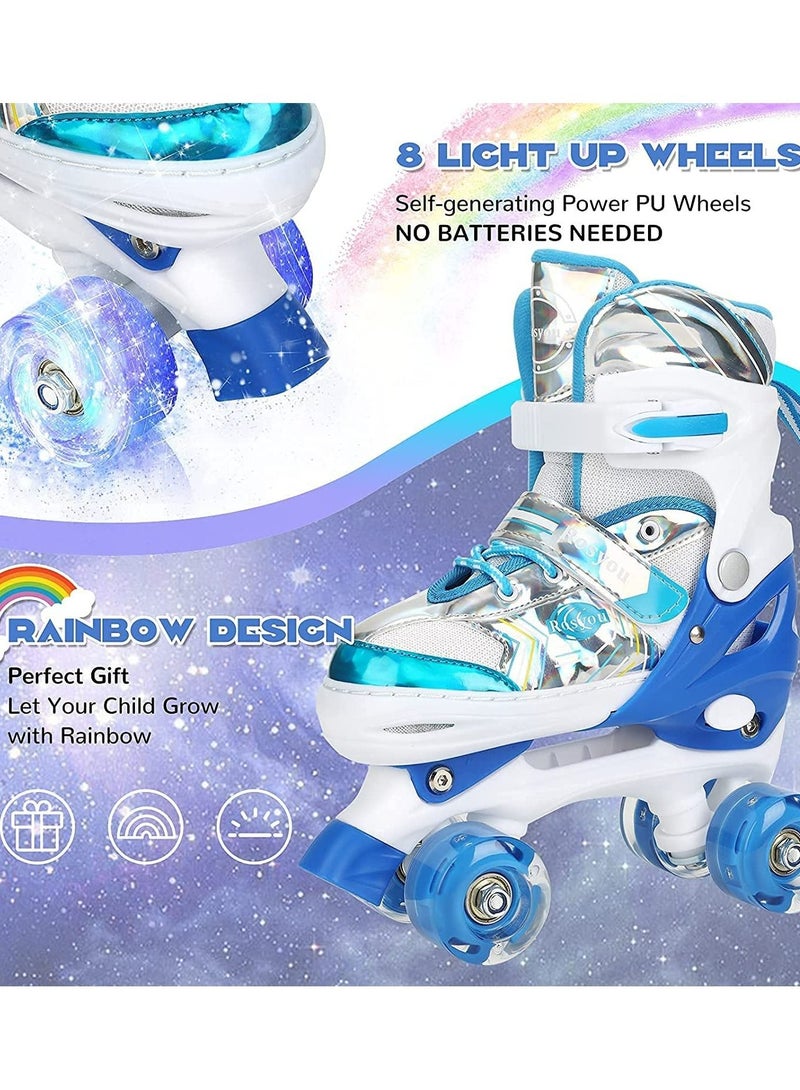 LIMOS Roller Skates for Kids, with All Wheels Light up Adjustable Roller Skates full light Blue S(31-34)  - Image 4