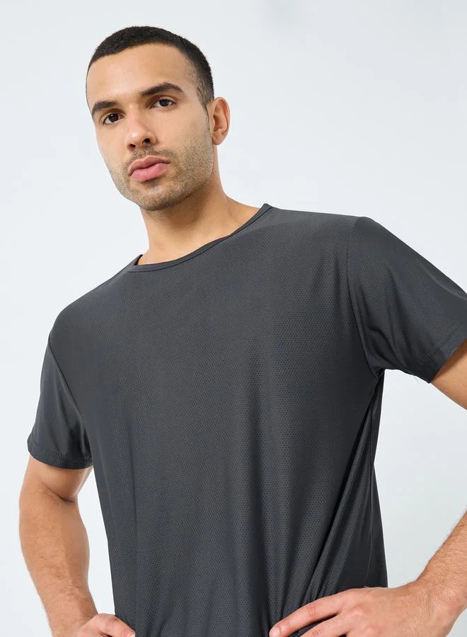 Styli Active Regular Fit Textured Crew Neck Active T-Shirt