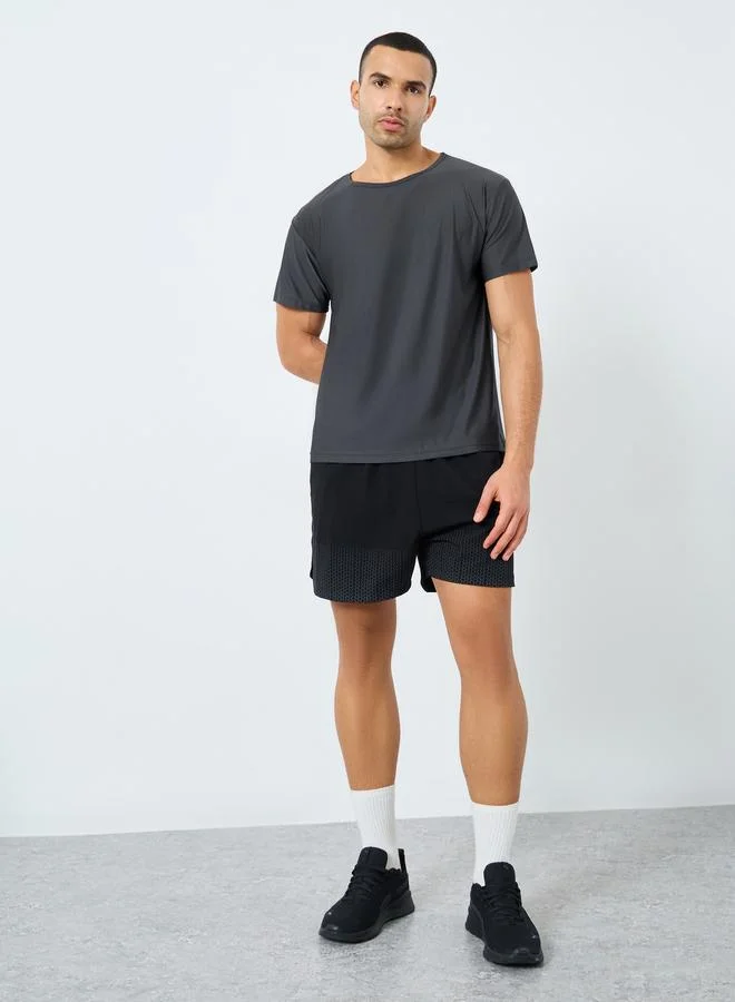 Styli Active Regular Fit Textured Crew Neck Active T-Shirt