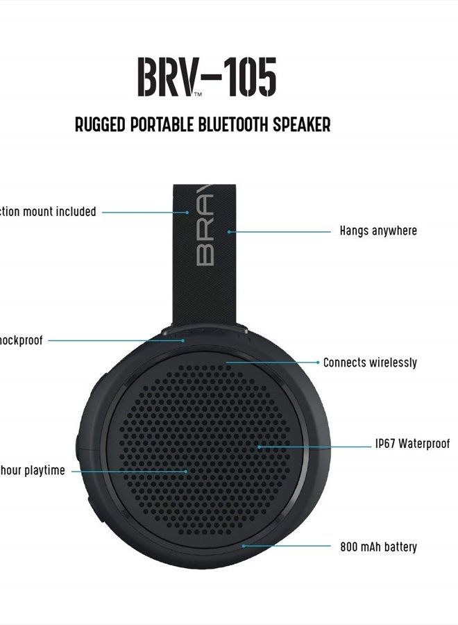 BRAVEN BRV-105 Rugged Portable Bluetooth Speaker - Wireless Technology - Black - Image 3