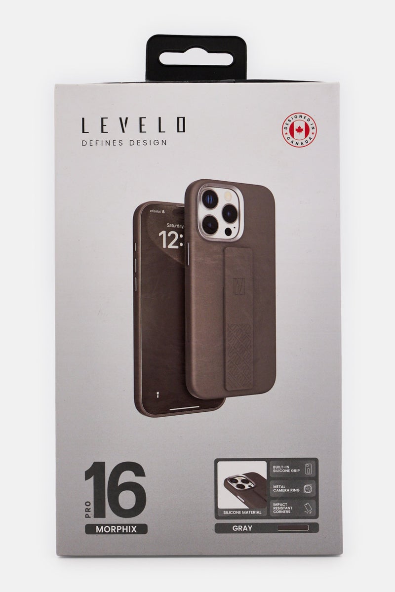LEVELO iPhone 16 Pro Max Morphix Silicone Grip Protective Case, Grey - Image 2