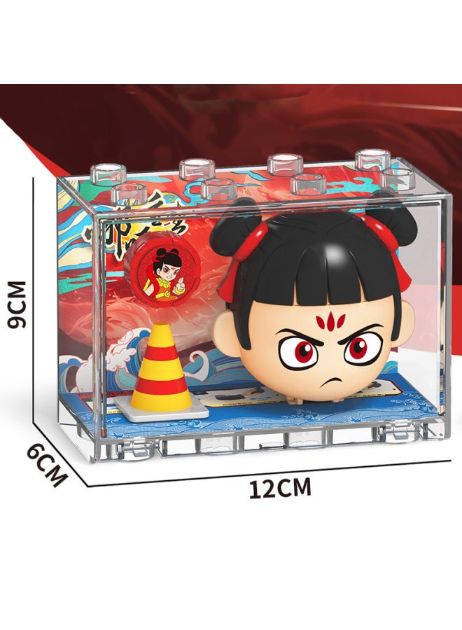 Tide Play Nezha Top Toy Acrylic Building Blocks Show Children's Toys Nezha Watch Backpack Pendant Ornaments-Color:Nezha Gyro [59z Model] - Image 1