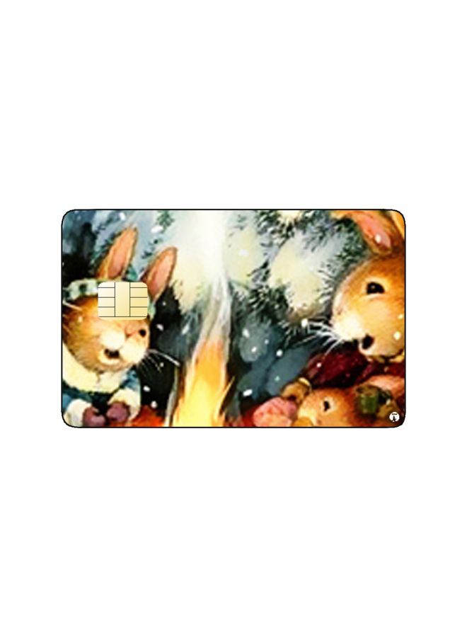 RKN PRINTED BANK CARD STICKER Cute Rabbits Drawing With Fire - Image 1