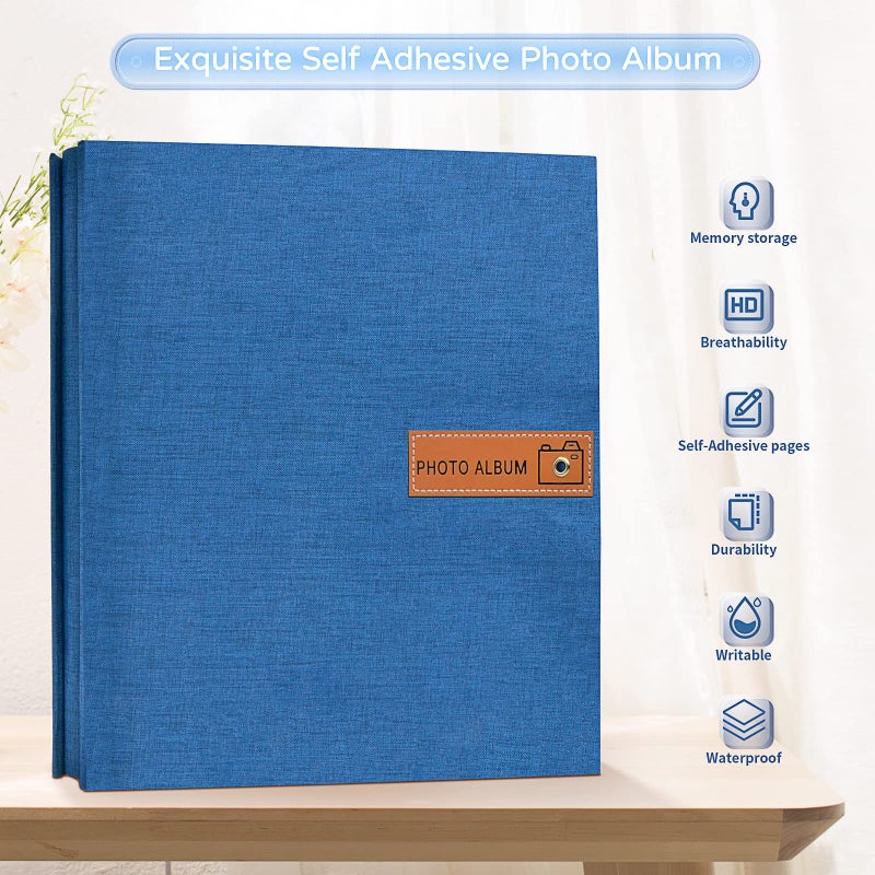 Popotop Large Photo Album Self Adhesive 4x6 5x7 8x10 Scrapbook Album DIY Picture Book Gifts for Mom Family Baby and Wedding with Metal Pen and Plastic Board - Image 2