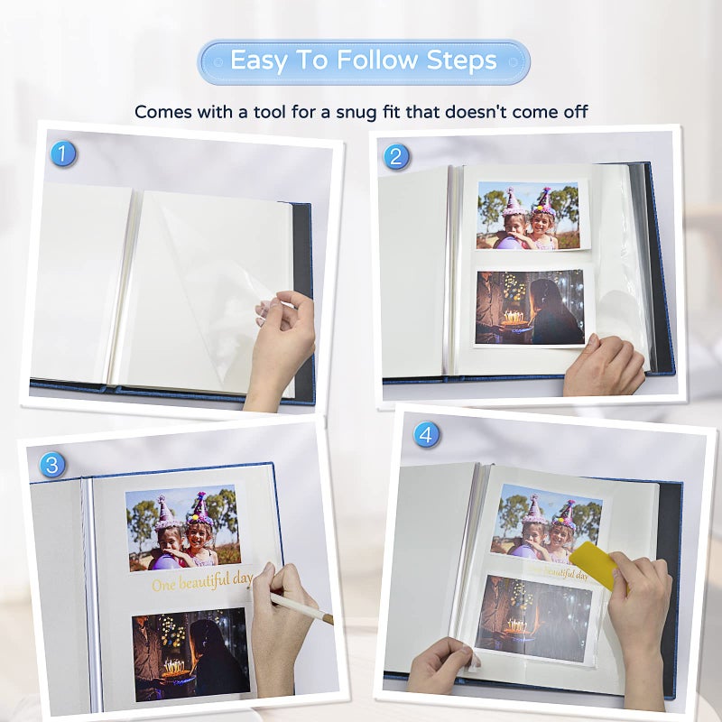 Popotop Large Photo Album Self Adhesive 4x6 5x7 8x10 Scrapbook Album DIY Picture Book Gifts for Mom Family Baby and Wedding with Metal Pen and Plastic Board - Image 4