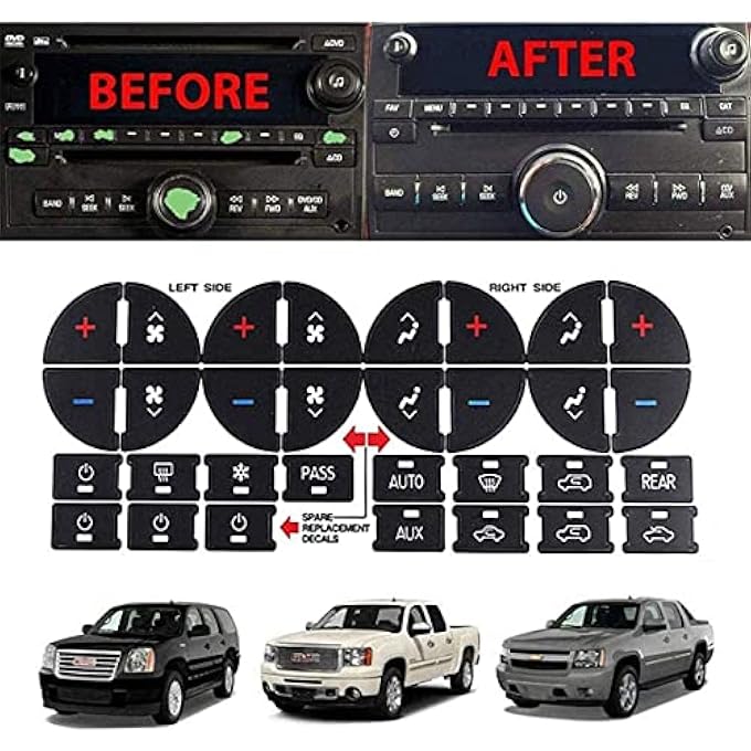 Mactoom Ac Dash Button Stickers Repair Kit For 20072015 Gm Gmc Chevy Tahoe Chevrolet 20092012 Buick Vehicle2Pcs - Image 3