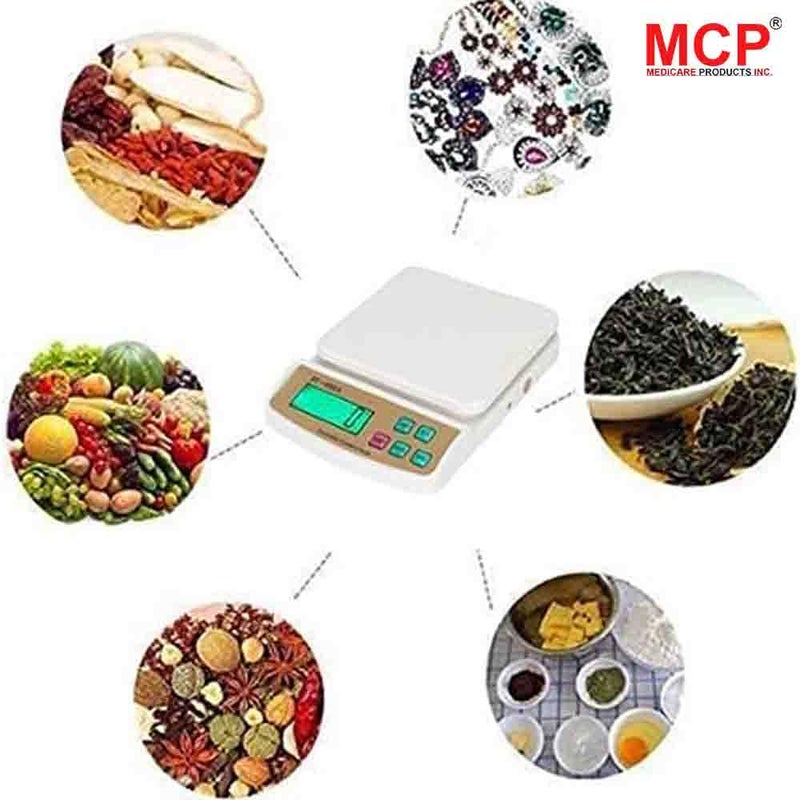 MCP Digital Kitchen Scale Precision With MultiFunction Tare Function Capacity 1gm 10 KG For Home Kitchen Shop White - Image 2
