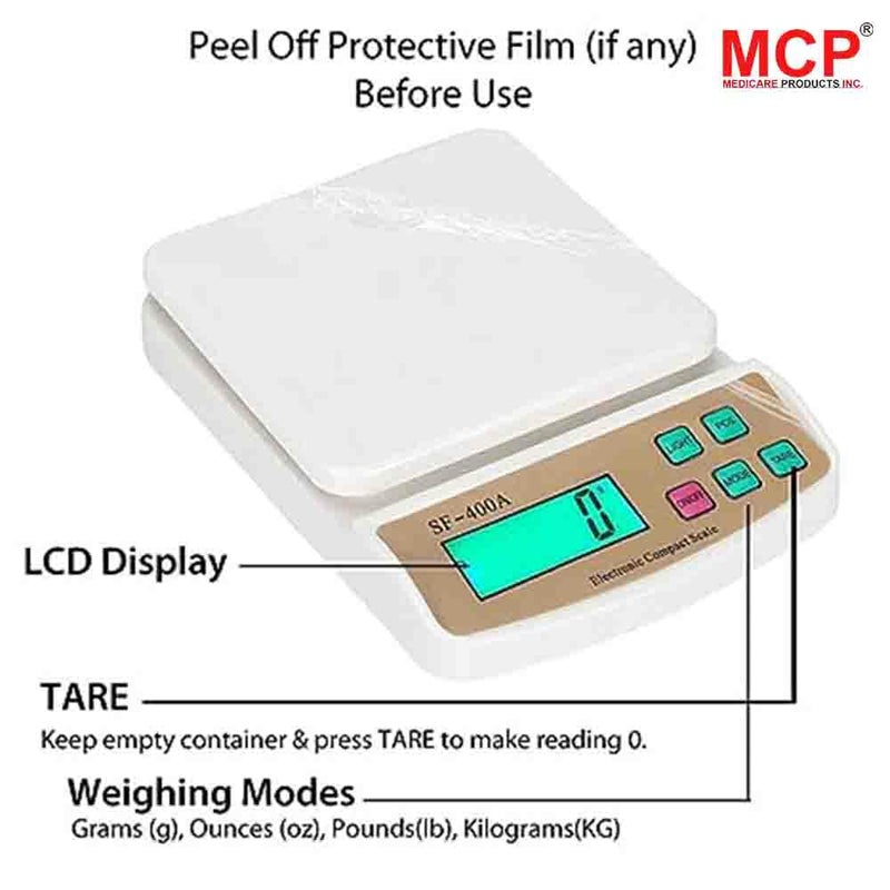 MCP Digital Kitchen Scale Precision With MultiFunction Tare Function Capacity 1gm 10 KG For Home Kitchen Shop White - Image 3