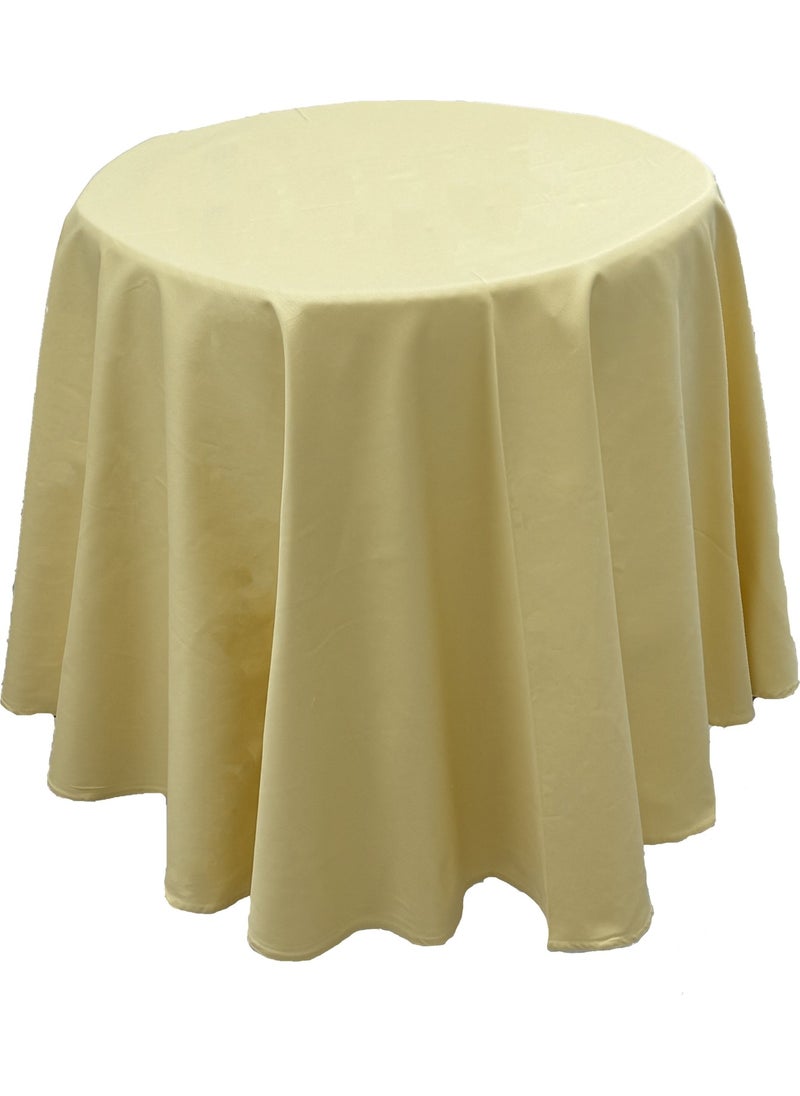 Hit Dükkan Atlas Edged Round Yellow 200CMX200CM Double Layer Cotton Satin Tape Tablecloth 