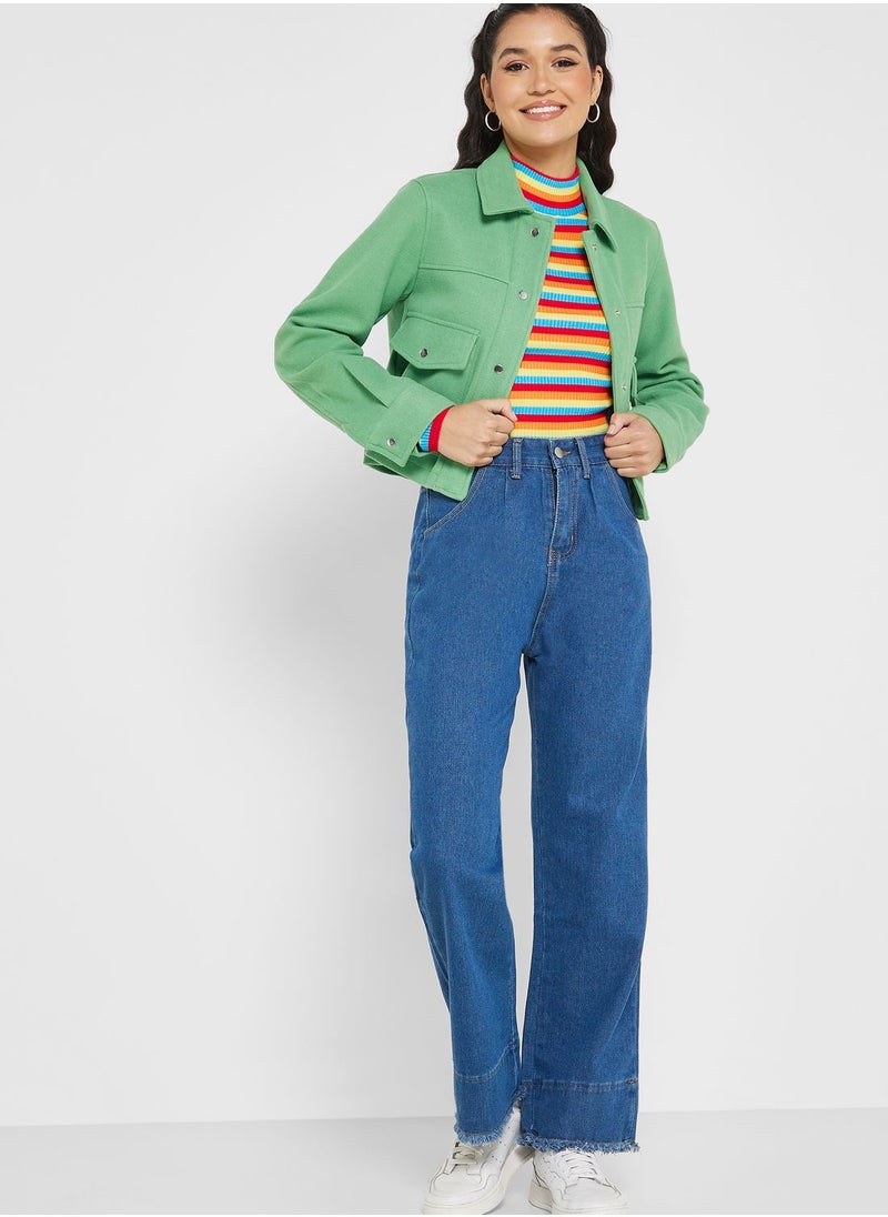 Ginger - Stripe Cropped Sweater - Image 1