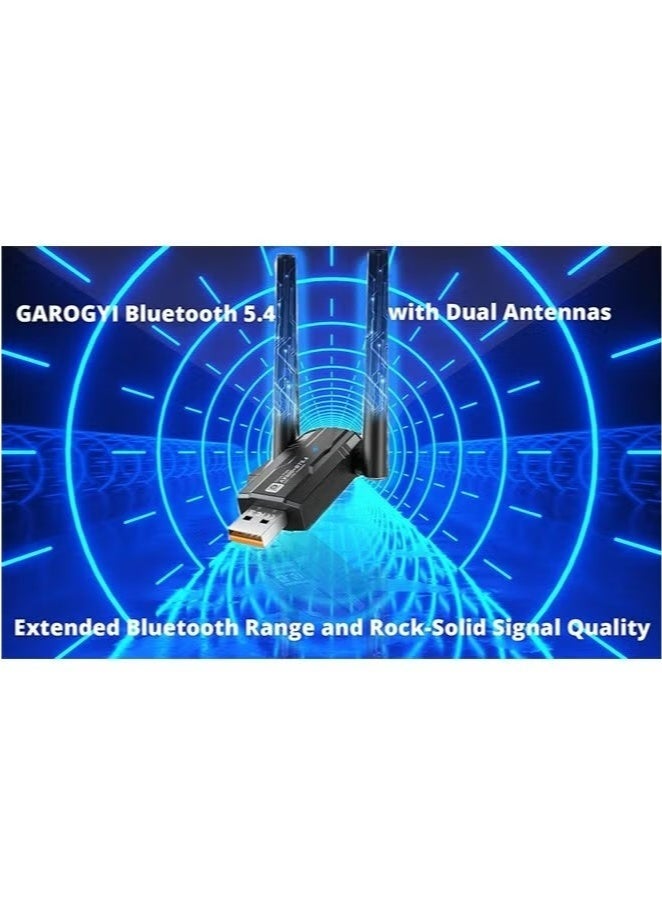 بست محول واي فاي لاسلكي USB بتقنية بلوتوث 5.4، محول واي فاي 6 USB 2.0 بسرعة AX900 ميجابت في الثانية بدون برنامج تشغيل، نطاق مزدوج 5.8 جيجاهرتز/2.4 جيجاهرتز 5 ديسيبل لأجهزة الكمبيوتر/الكمبيوتر المكتبي/الكمبيوتر اللوحي/الكمبيوتر المحمول، يدعم أنظمة التشغيل Windows 11/10/8.1/8/7/XP/Vista - Image 3