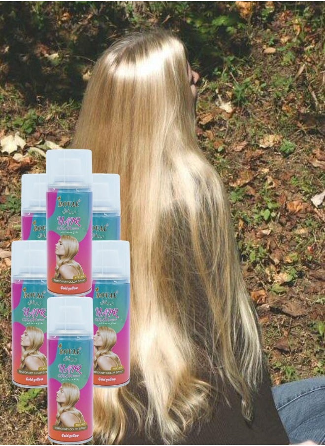 ROVAL 6 Pieces Hair Colour Spray Gold Yellow  - Image 1