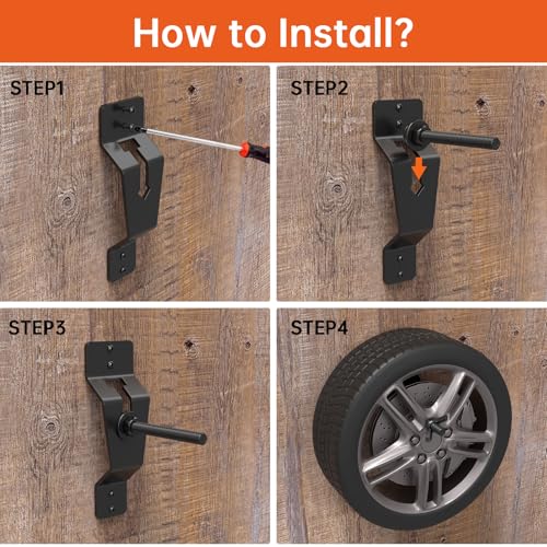 appacare Wall Mount Spare Tire Carrier for Trailer,Spare Tire Carrier Bracket for Enclosed Trailer,Wheel Bracket Trailer Spare Tire Mount,Fits Most Tire(Black) - Image 4