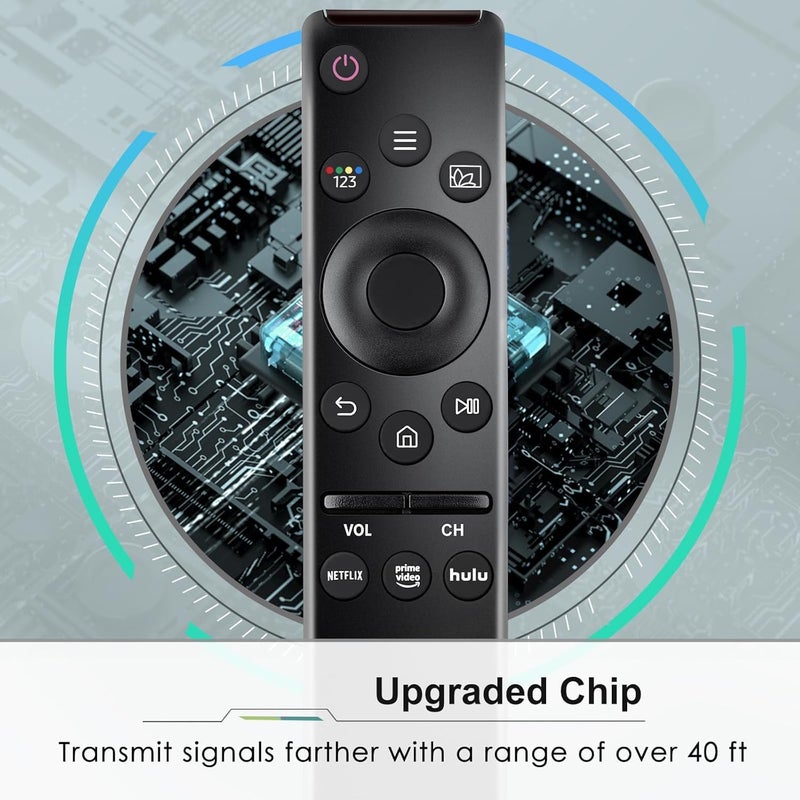 لوكاداه جهاز تحكم عن بعد ذكي عالمي متوافق مع جميع أنواع تلفزيونات سامسونج: LED، QLED، UHD، SUHD، HDR، LCD، بتصميم منحني أو شمسي، بدقة 4K، 8K، 3D. يمكن استخدامه كبديل لجهاز التحكم الأصلي، ويحتوي على أزرار مخصصة لخدمات نتفليكس (Netflix) وبرايم فيديو (Prime Video)؛ لا يدعم خاصية البحث الصوتي. - Image 4