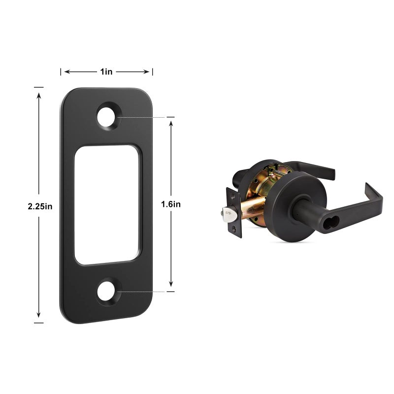 RO6G Deadbolt Strike Plate Door Backplate 1"" x 2 1/4"" Round Corner -(1-Pack) - Image 2