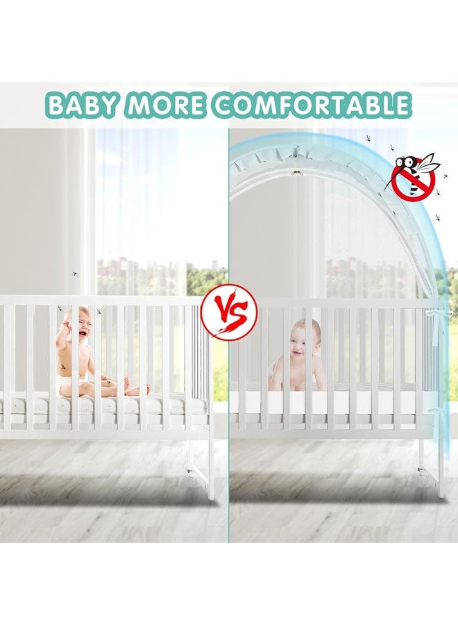 L&E Pop Up Tent Cover Crib - Crib Net to Keep Baby in, Stop Baby from Climbing Out of Crib, Tent with Durable Breathable Net Double Zipper Strong Rods Installation Convenience - Image 5