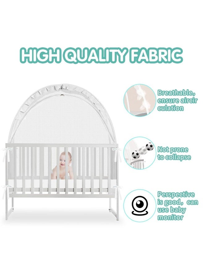 L&E Pop Up Tent Cover Crib - Crib Net to Keep Baby in, Stop Baby from Climbing Out of Crib, Tent with Durable Breathable Net Double Zipper Strong Rods Installation Convenience - Image 4