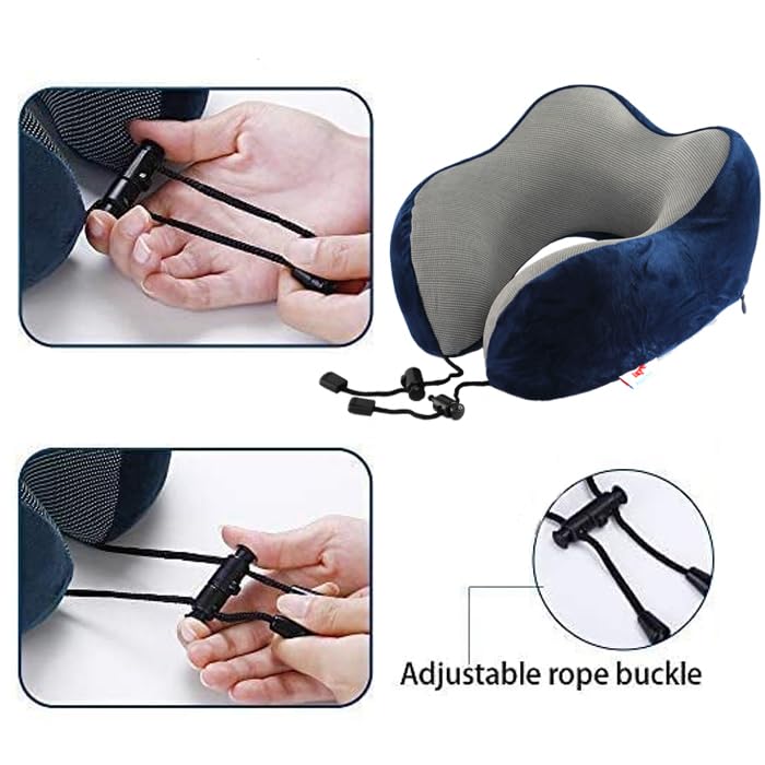 PRIME PICK Extra Soft Memory Foam Luxury Travel Neck Pillow with Head Support for Airplane Car Train Bus and Home Light Weight Easy to Carry Blue Pack of 2 - Image 5