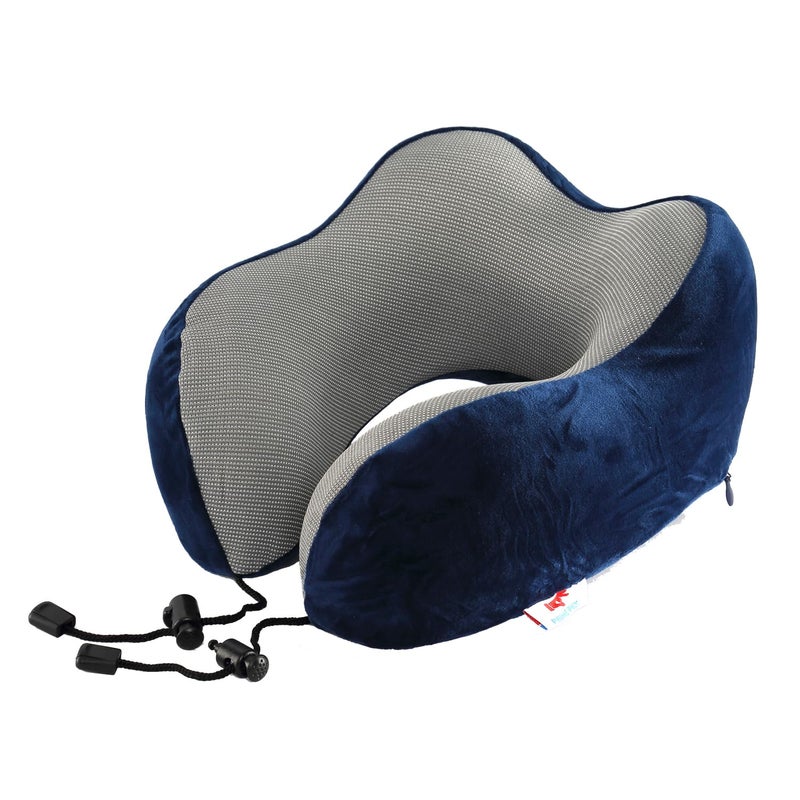 PRIME PICK Extra Soft Memory Foam Luxury Travel Neck Pillow with Head Support for Airplane Car Train Bus and Home Light Weight Easy to Carry Blue Pack of 2 - Image 1