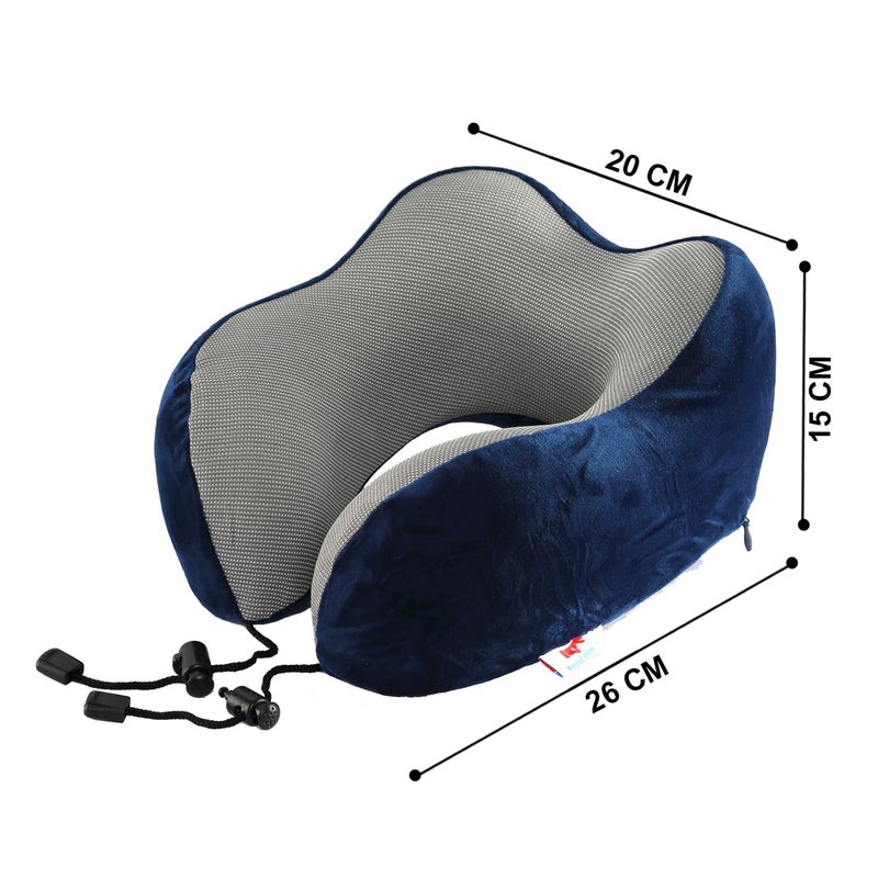 PRIME PICK Extra Soft Memory Foam Luxury Travel Neck Pillow with Head Support for Airplane Car Train Bus and Home Light Weight Easy to Carry Blue Pack of 2 - Image 2