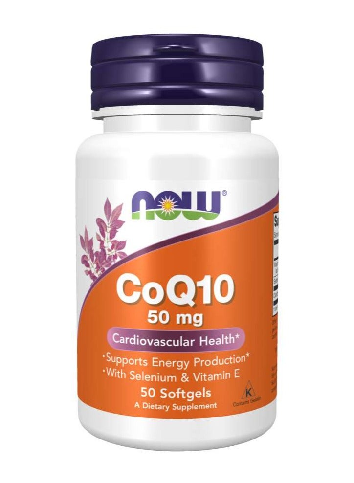 NOW CoQ10 Daily Wellness Supplement, 50 Softgels, Supports Heart & Cellular Health