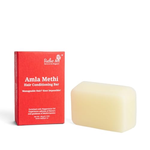 Rustic Art Amla Methi Hair Conditioning Bar All Hair Types Soft Glossy Tangle Free Sulphate Sillicone Free Women Men - Image 1