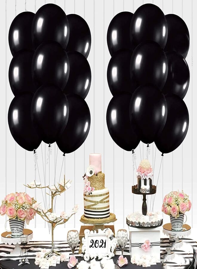 GulfDealz Home Decorative Party Supplies For Baby Shower, Wedding and Birthday Party Occasion Balloons (12 Pieces), Latex Material - Black
