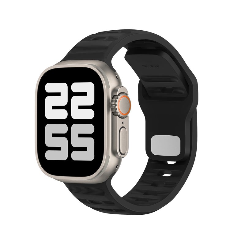 DONEGANI ELETTRONEO UC1 Sport Band for Apple Watch Bands Ultra 3 2 49mm, Series 11 10 46mm, 9 8 7 45mm 41mm, SE 6 5 4 44mm 40mm, 3 2 1 42mm 38mm Men Women iWatch, Strap Silicone, Black - Image 1