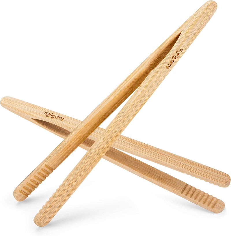 laboos 2-Pack Bamboo Toast Tongs 8.7” – Natural Bamboo Tongs for Toaster, Oven, Air Fryer, Pickles, Snacks – Heat-Resistant, Food Safe, Easy to Use – by - Image 2